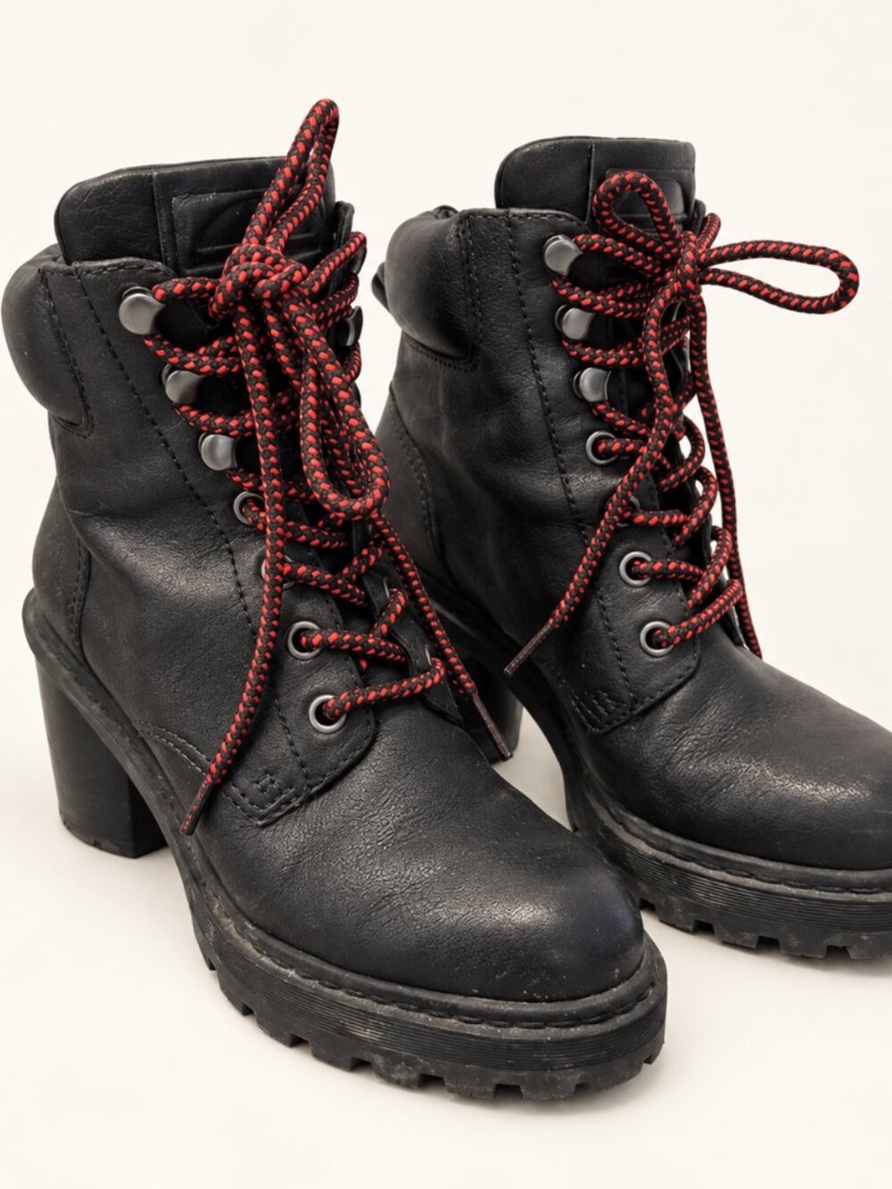Marc Jacobs Black Leather Heeled Combat Boots Size 6 0845